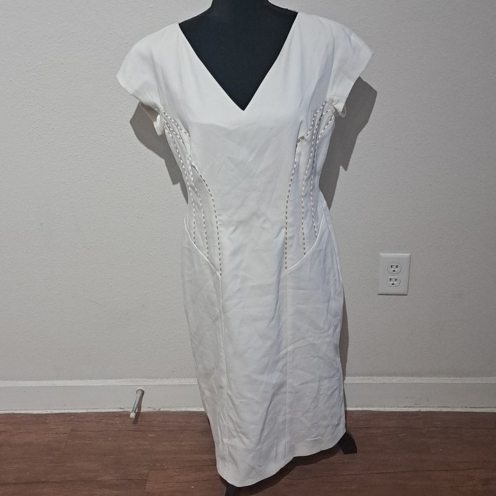 ESCADA cream Slovenia luxury dress & gold decor, wore 1x, EUR40, orig. $895.00